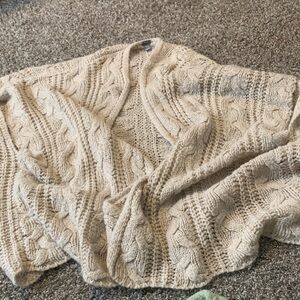 Aerie Textured Knit Cream Poncho